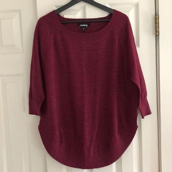 Express 3/4 Sleeve Burgundy Sweater - Picture 4 of 16